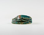 Scarab with Wedjat and Scroll Decoration, Bright blue glazed steatite