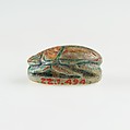 Scarab with Representation of a Falcon, Green glazed steatite