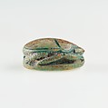 Scarab with Representation of a Falcon, Green glazed steatite