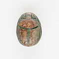 Scarab with Representation of a Falcon, Green glazed steatite