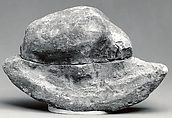 Model boat with hippopotamus, Limestone, paint