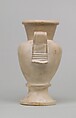 Two Handled Jar and Lid decorated with a Resting Ibix Calf, Limestone, paint