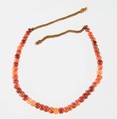 Carnelian Necklace of the Child Myt, Carnelian, twisted linen cord and original string