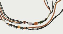 Two-strand Necklace of the Child Myt, Carnelian, glass, silver, rock crystal