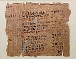 Papyrus inscribed with an account and a religious text, Papyrus, ink