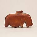 Hippopotamus amulet, Limestone (pink)