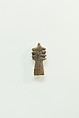 10 Amulets: 1 wedjat, 1 scarab, 3 djed pillars, 1 incised plaque, 1 uraeus, 2 wadj signs, and 1 cylindrical bead, Lapis lazuli, stone, carnelian, glass