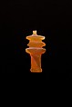 10 Amulets: 1 wedjat, 1 scarab, 3 djed pillars, 1 incised plaque, 1 uraeus, 2 wadj signs, and 1 cylindrical bead, Lapis lazuli, stone, carnelian, glass