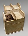 Shabti Box of Henettawy (C), Daughter of Isetemkheb, Wood, whitewash, fiber, mud
