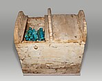 Shabti Box of Henettawy (C), Daughter of Isetemkheb, Wood, whitewash, fiber, mud