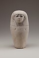 Dummy Canopic Jar with the Head of Imsety, Limestone, paint