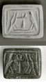 Stamp Seal Inscribed With An Ankh Between Two Falcons, Steatite