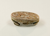 Scarab Base with Incised Lion and Cobra, Green glazed steatite