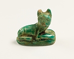 Seal with a Figure of a Cat on Top, Blue glazed steatite