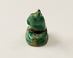 Seal with a Figure of a Cat on Top, Blue glazed steatite