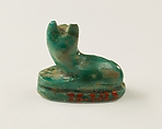 Seal with a Figure of a Cat on Top, Blue glazed steatite