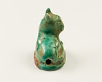 Seal with a Figure of a Cat on Top, Blue glazed steatite