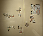 Relief scene of priests and attendants performing rites and bringing offerings to Khety, Limestone, paint