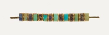 Shank of a cylinder amulet, Gold, turquoise, lapis lazuli, bronze