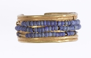 Beaded Penannular Earring, Gold, lapis-lazuli