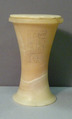 Ointment jar from a Foundation Deposit of Hatshepsut's Valley Temple, Travertine (Egyptian alabaster)