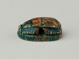 Scarab with device of an antelope, Blue glazed steatite