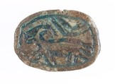 Scarab with device of an antelope, Blue glazed steatite
