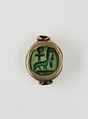 Scarab Set in a Ring Bezel, Glazed steatite, electrum