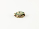 Scarab Set in a Ring Bezel, Glazed steatite, electrum