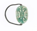 Scarab Finger Ring, Steatite, silver wire<br/>Blue glazed steatite, silver wire