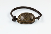 Scarab Finger Ring, Steatite, silver wire