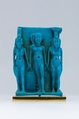 Amulet depicting Isis, Horus, and Nephthys, Faience