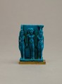 Amulet depicting Isis, Horus, and Nephthys, Faience
