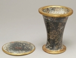 Ointment jar and lid naming Thutmose III, Serpentinite, gold leaf