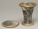 Ointment jar and lid naming Thutmose III, Serpentinite, gold leaf