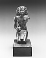 Ritual Statuette of Thutmose III, Black bronze, gold inlay