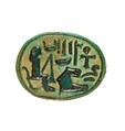 Scarab Inscribed for the God's Wife Hatshepsut, Living Forever, Steatite (glazed)