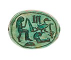 Scarab inscribed for the King's Daughter Hatshepsut, Steatite (glazed)
