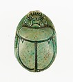 Scarab Inscribed with the Name Maatkare (Hatshepsut) Flanked by Two Red Crowns, Steatite (glazed)