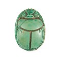 Scarab Inscribed with the Name Maatkare (Hatshepsut) Flanked by Two Red Crowns, Steatite (glazed)