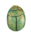 Scarab Inscribed Lord of the Two Lands Maatkare (Hatshepsut)  Flanked by Two Falcons, Steatite (glazed)