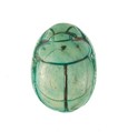 Scarab Inscribed Lord of the Two Lands Maatkare Flanked by Falcons, Steatite (glazed)