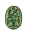 Scarab Inscribed Lord of the Two Lands Maatkare Above a Papyrus Thicket, Steatite (glazed)