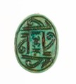 Scarab Inscribed with the Throne Name of Thutmose III, Steatite (glazed)