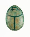 Scarab Inscribed with the Throne Name of Thutmose III, Steatite (glazed)