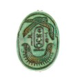 Scarab Inscribed with the Throne Name of Thutmose III, Steatite (glazed)