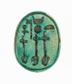 Scarab Inscribed for the God's Wife Neferure, Steatite (glazed)