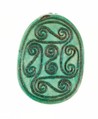 Scarab Inscribed with a Geometric Pattern, Steatite (glazed)