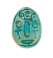 Scarab Inscribed with a Hieroglyphic Motif, Steatite (glazed)