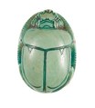 Scarab Inscribed with a Hieroglyphic Motif, Steatite (glazed)